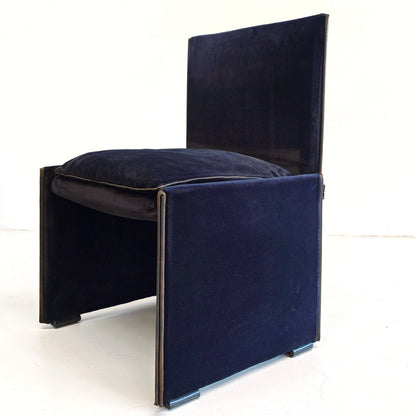 Set di 4 Sedie in velluto blu modello 401 "Break" Mario Bellini per Cassina  anni '80