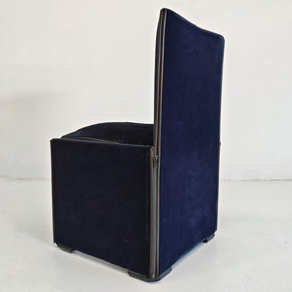 Set di 4 Sedie in velluto blu modello 401 "Break" Mario Bellini per Cassina  anni '80