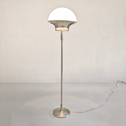 Lampada da terra vintage in vetro bianco anni 60
