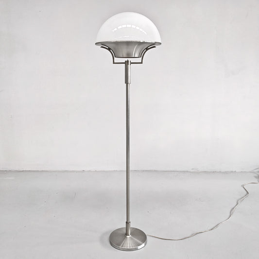 Lampada da terra vintage in vetro bianco anni 60