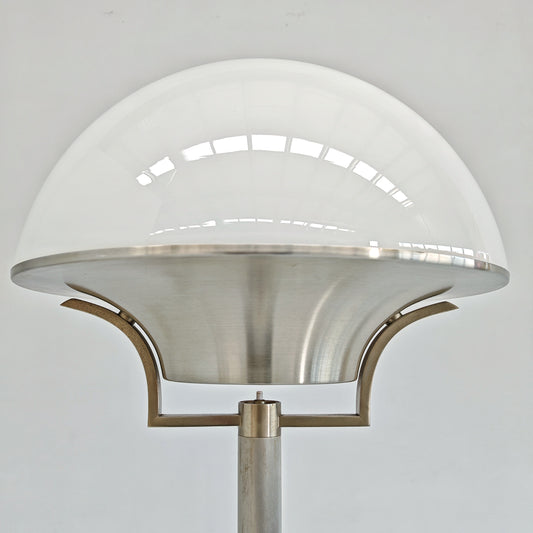 Lampada da terra vintage in vetro bianco anni 60