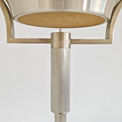 Lampada da terra vintage in vetro bianco anni 60