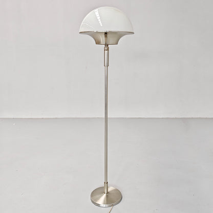 Lampada da terra vintage in vetro bianco anni 60