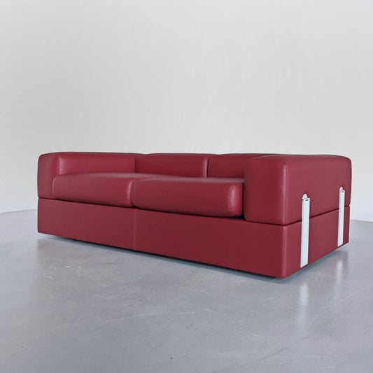 Divano Daybed mod. 711 Tito Agnoli per Cinova Pelle nuova Rosso chianti