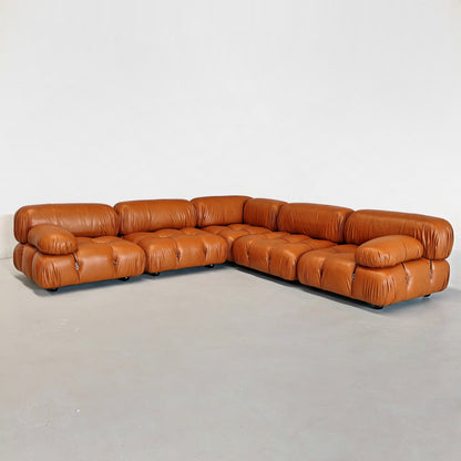 Divano 5 moduli Camaleonda Mario Bellini per B&B Pelle nuova Cognac