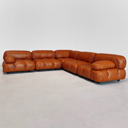 Divano 5 moduli Camaleonda Mario Bellini per B&B Pelle nuova Cognac