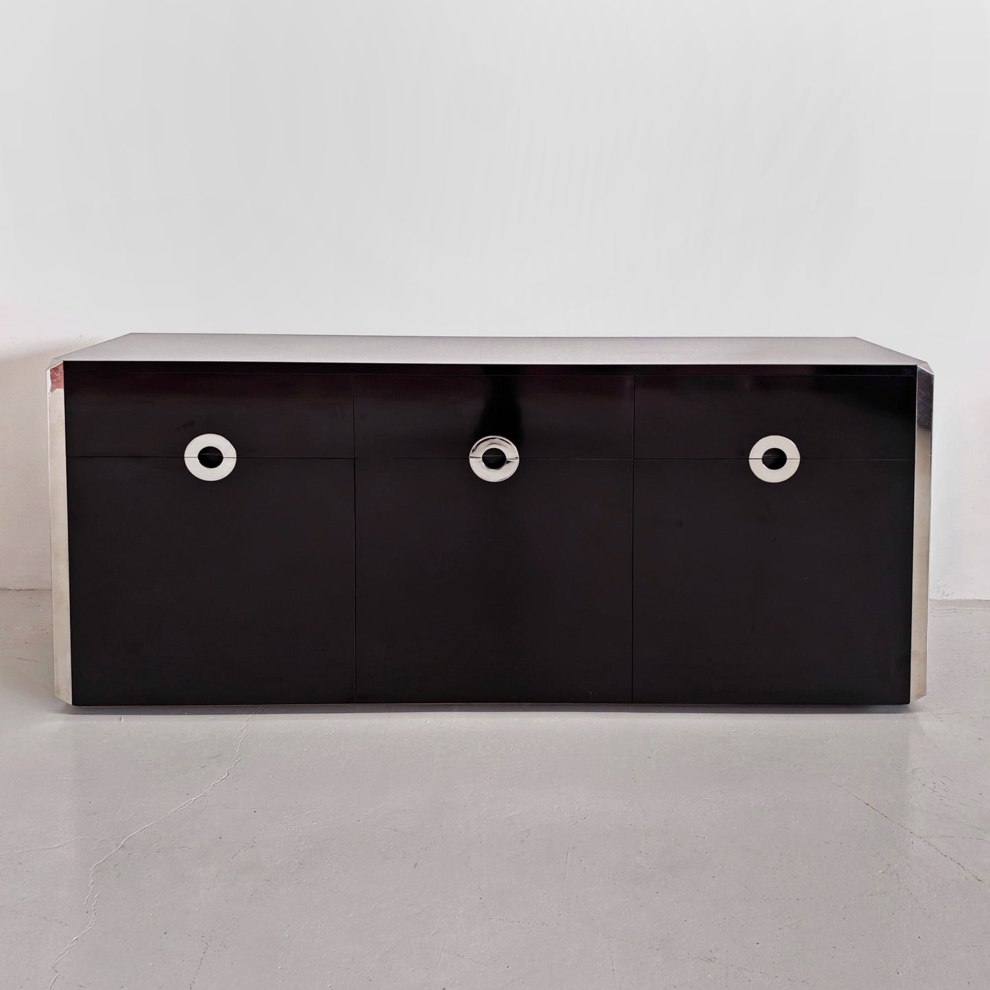 Sideboard Willy Rizzo per Mario Sabot anni 70 Nero