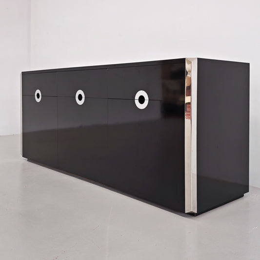 Sideboard Willy Rizzo per Mario Sabot anni 70 Nero
