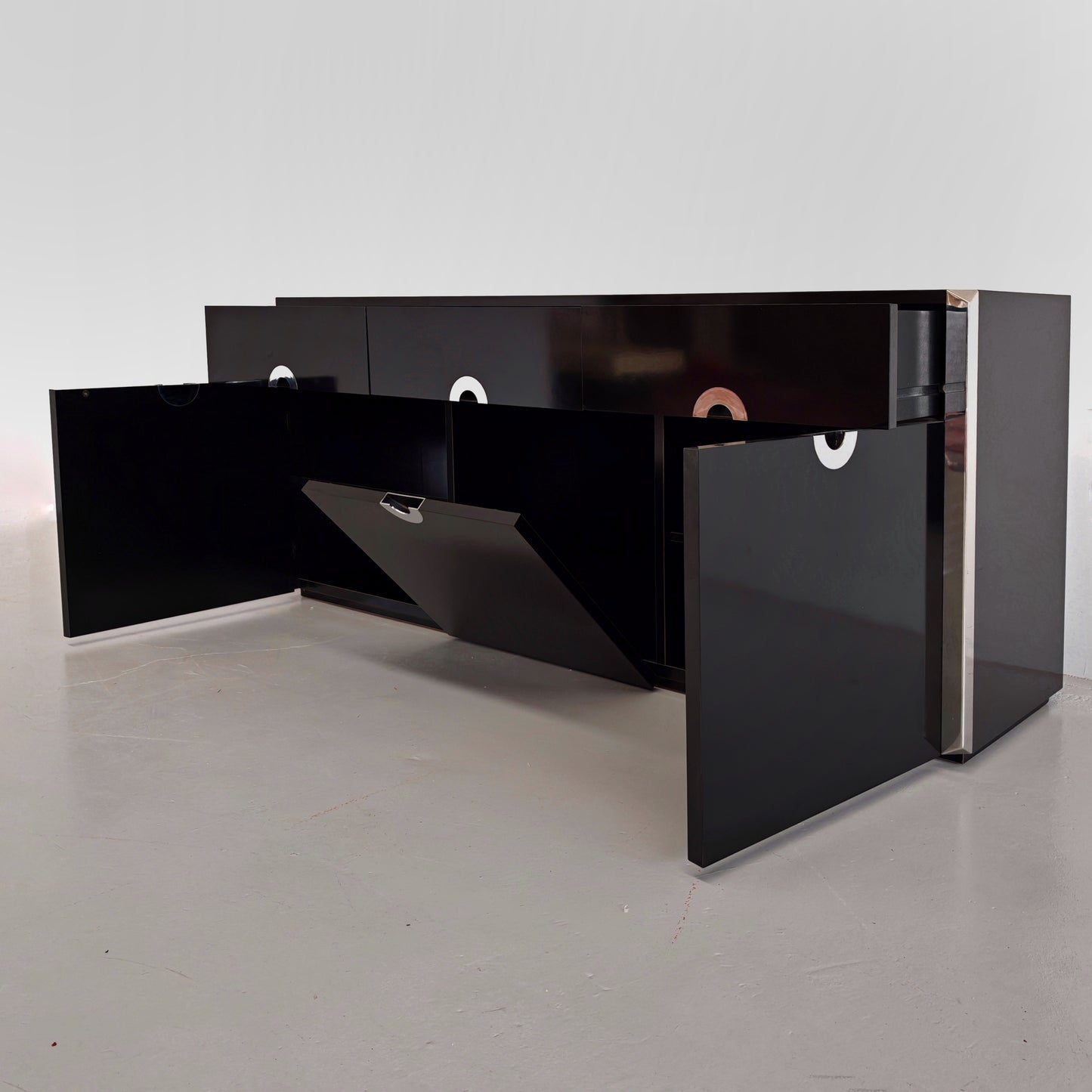Sideboard Willy Rizzo per Mario Sabot anni 70 Nero