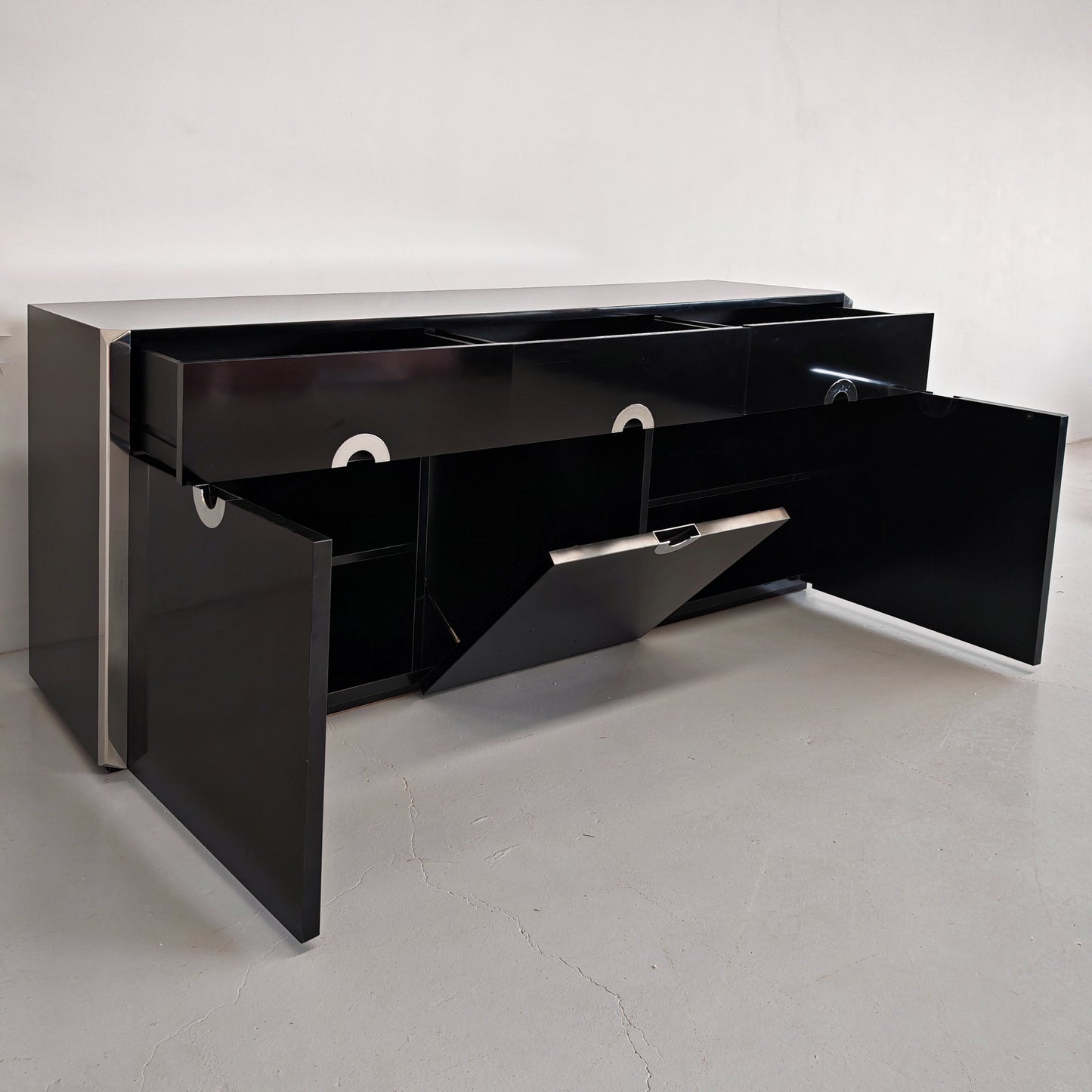 Sideboard Willy Rizzo per Mario Sabot anni 70 Nero