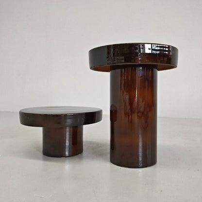 Petite table ronde en céramique « Terrae » de Raffaello Biagetti, années 70 (petit modèle)