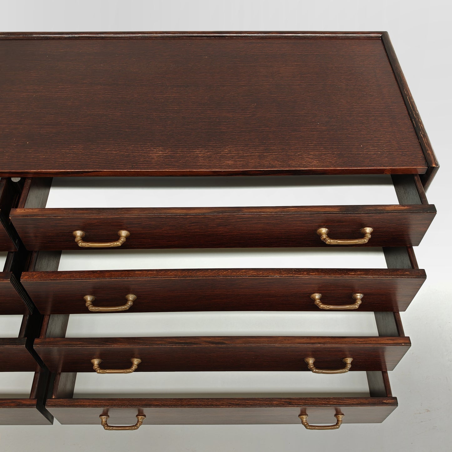 Cassettiera vintage di design  in legno esotico e bambù anni 70