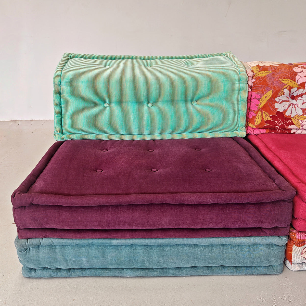 Canapé modulable Mah Jong par Missoni, H. Hopfer pour Roche Bobois, 4 places (bleu)