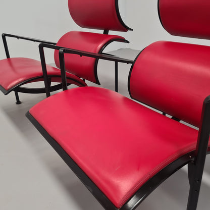 Paire de fauteuils en fer et cuir des années 80, modèle Signora Chan de Carlo Forcolini pour Alias (1986)