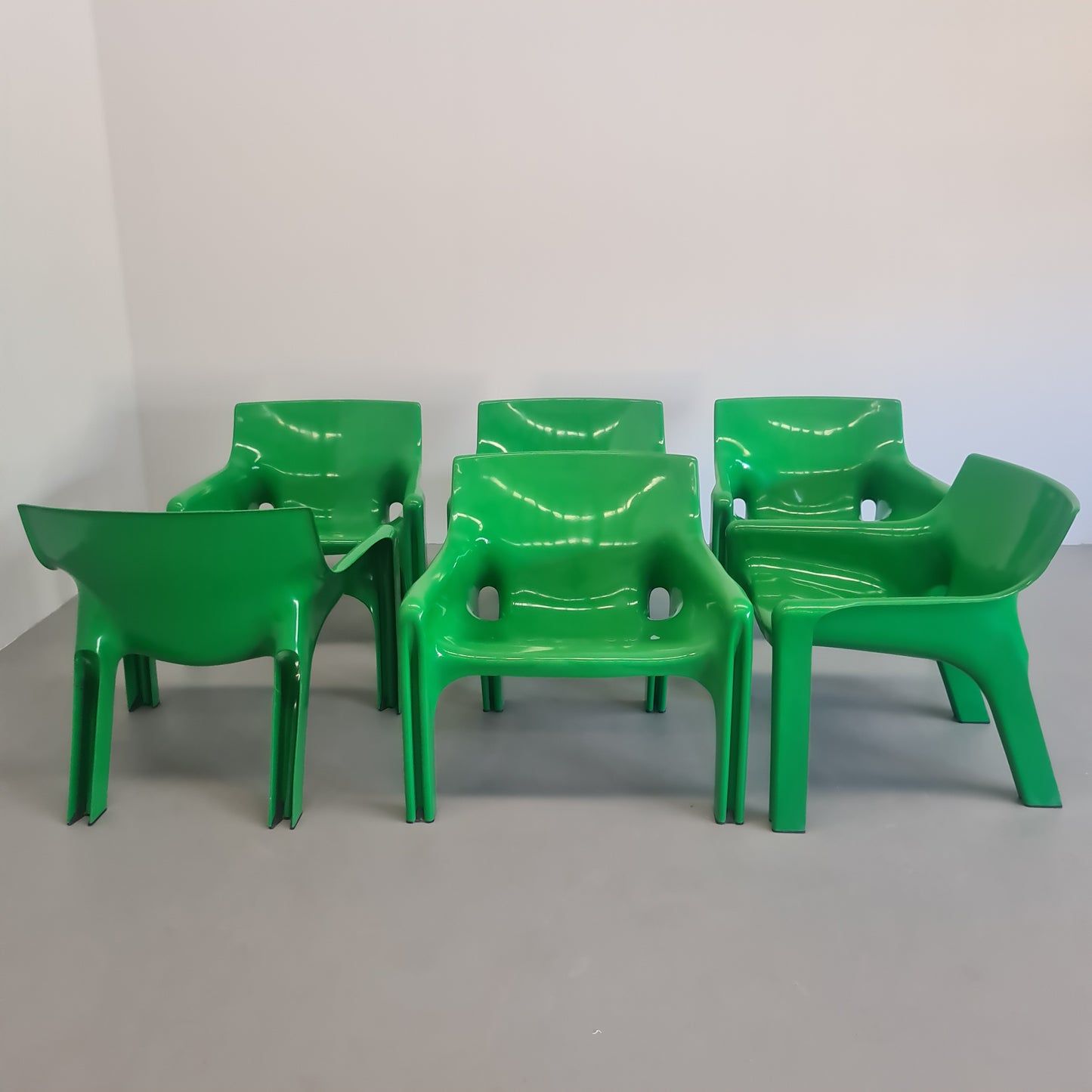 Set di 6 Poltrone Vicario Vico Magistretti per Artemide 1970's (VERDE)