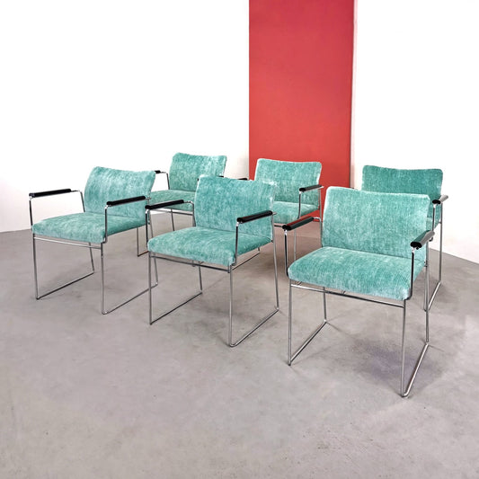 6 sedie in velluto con braccioli Jano K. Takahama per Studio Simon Gavina