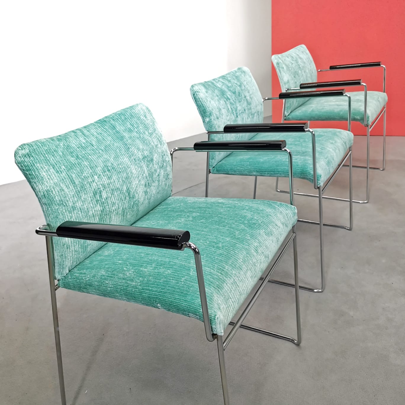 6 sedie in velluto con braccioli Jano K. Takahama per Studio Simon Gavina