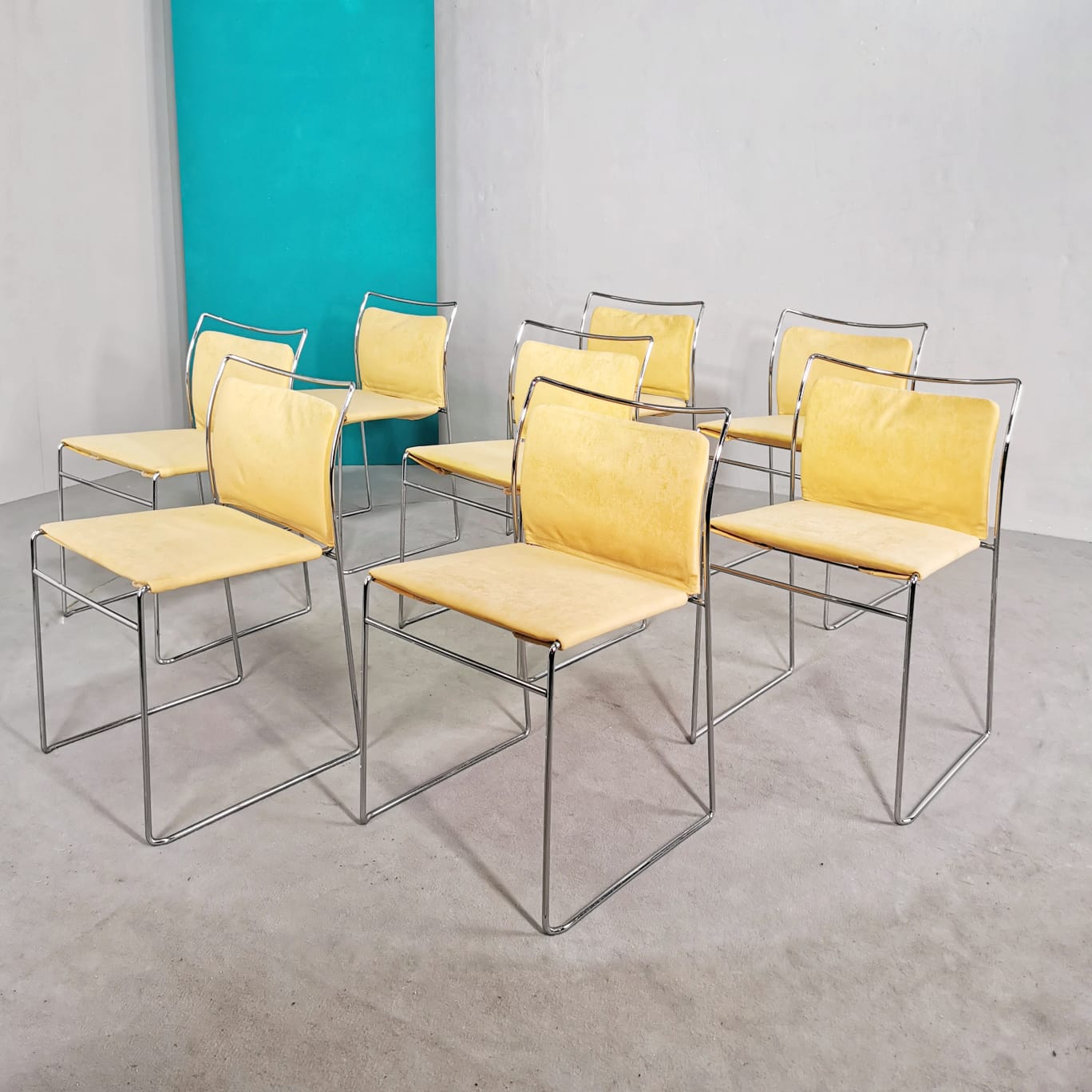 8 sedie Tulu gialle K. Takahama per Studio Simon 1970's