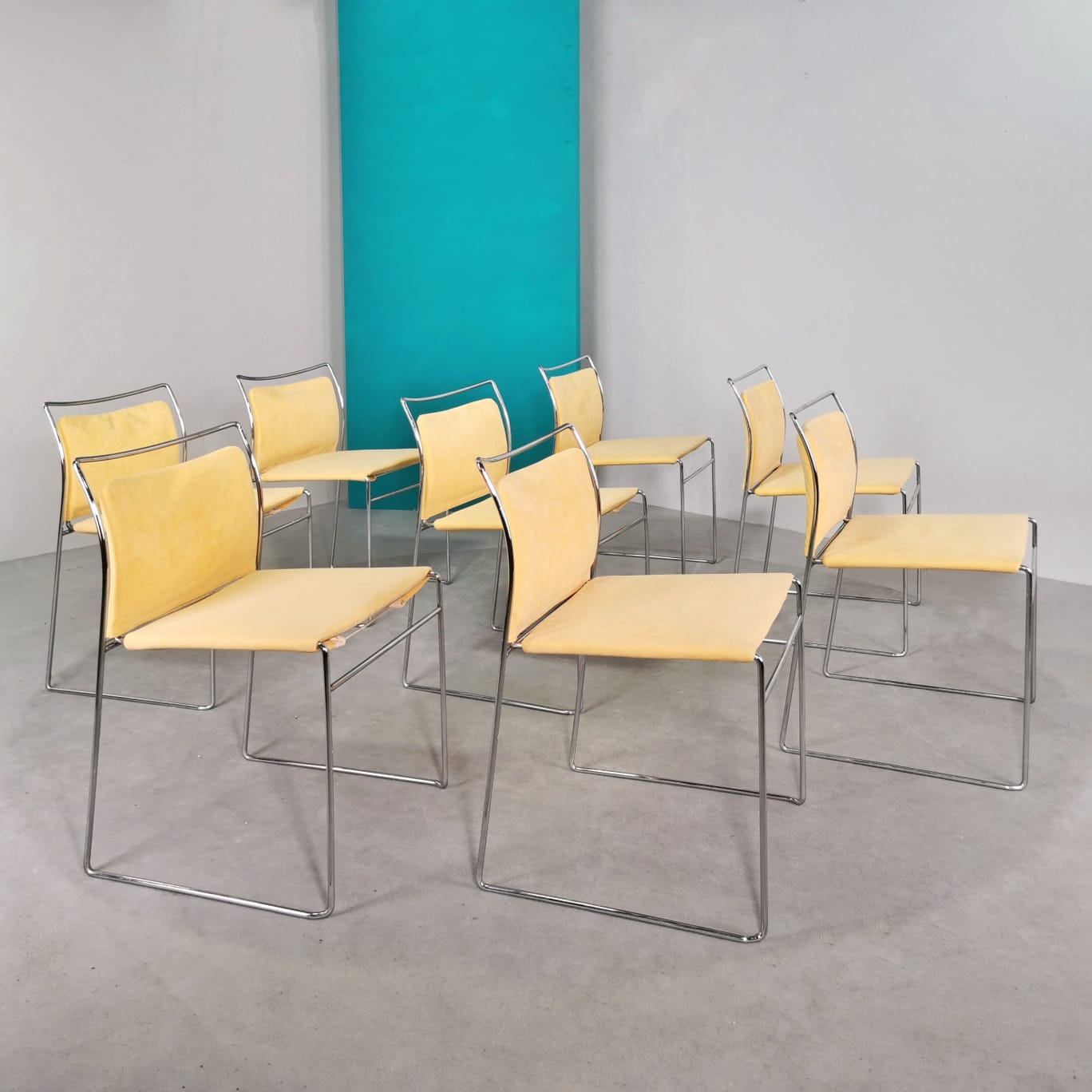8 sedie Tulu gialle K. Takahama per Studio Simon 1970's