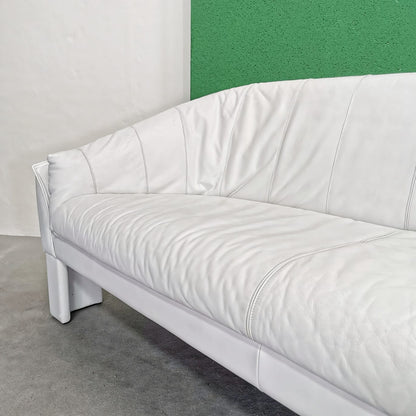 Canapé en cuir blanc Marac des années 1980
