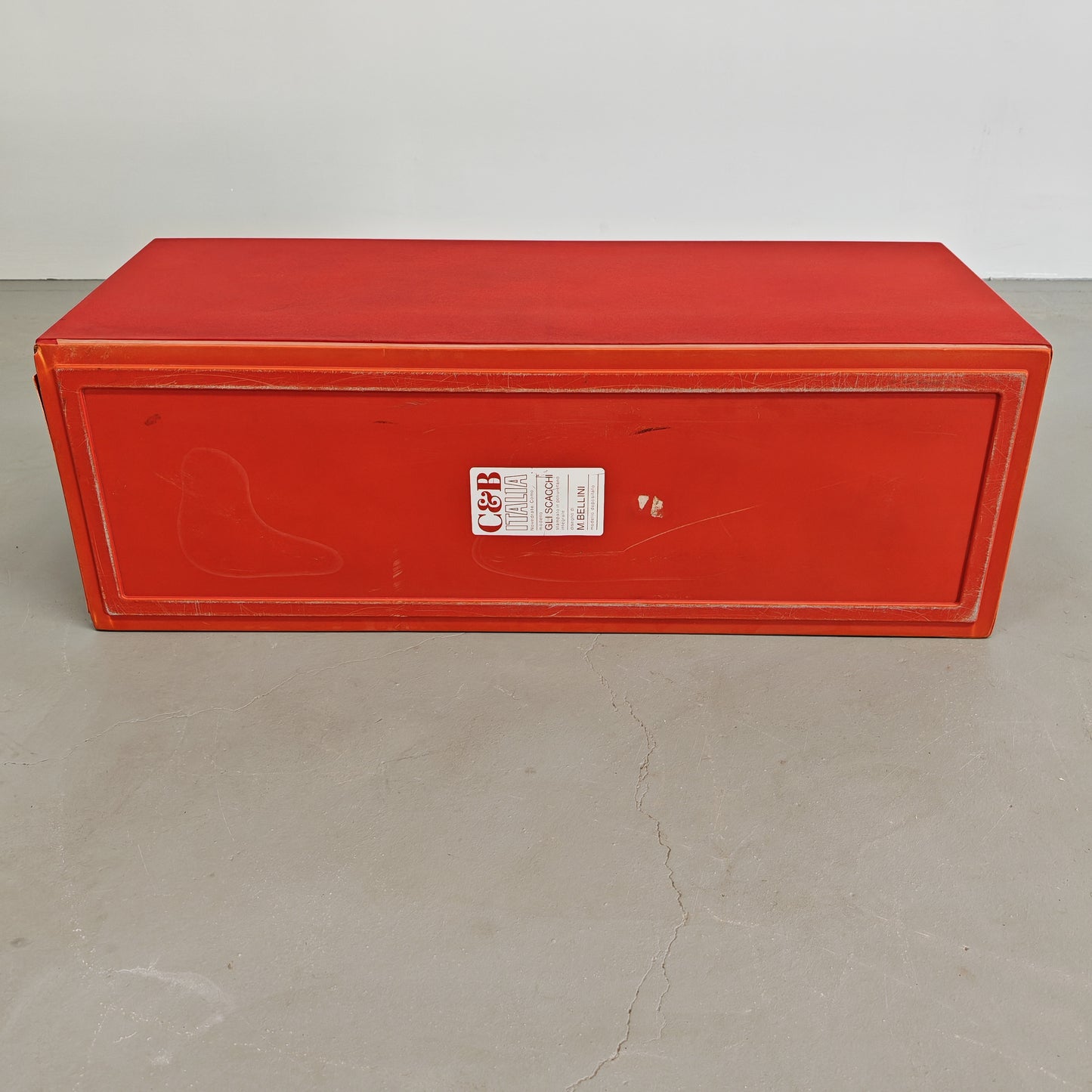 Tavolino Pouf rosso "Scacchi" di Mario Bellini per B&B Italia 1970's (A)