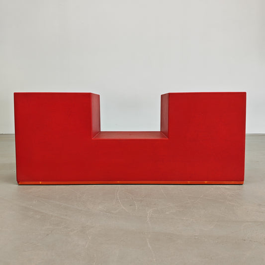 Tavolino Pouf rosso "Scacchi" di Mario Bellini per B&B Italia 1970's (B)