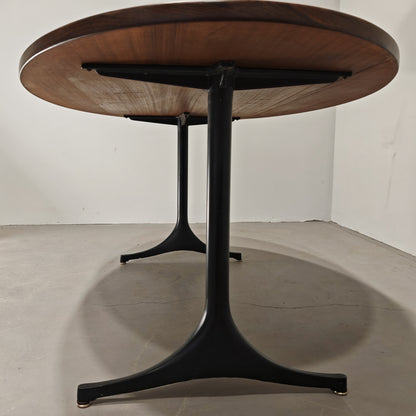Table design vintage années 60 plateau en bois piétement métal, designer George Nelson pour Herman Miller