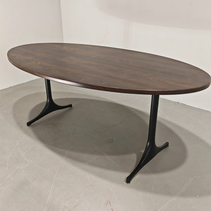 Table design vintage années 60 plateau en bois piétement métal, designer George Nelson pour Herman Miller