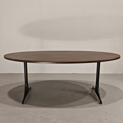 Table design vintage années 60 plateau en bois piétement métal, designer George Nelson pour Herman Miller
