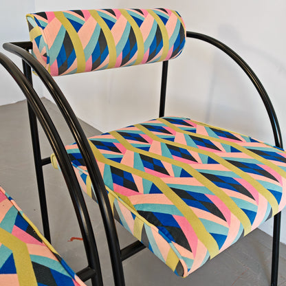 Ensemble de 6 chaises des années 80 en fer et velours optical Vienna, R. Kinsman pour Bieffeplast