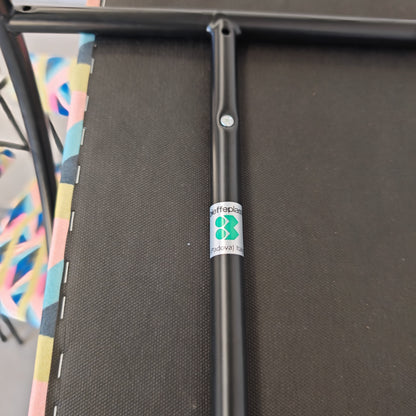 Ensemble de 6 chaises des années 80 en fer et velours optical Vienna, R. Kinsman pour Bieffeplast