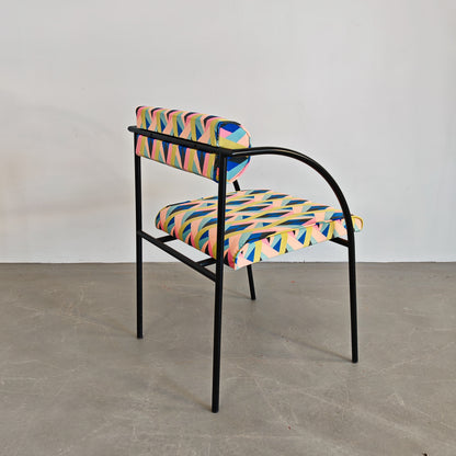 Ensemble de 6 chaises des années 80 en fer et velours optical Vienna, R. Kinsman pour Bieffeplast