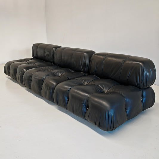 Divano in pelle nera "Camaleonda" Mario Bellini per C&B B&B Italia Anni 70