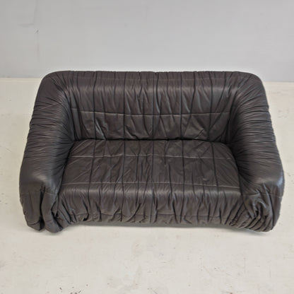 Canapé 2 places en cuir modèle Piumino, De Pas D'Urbino Lomazzi pour Dall'Oca, années 70
