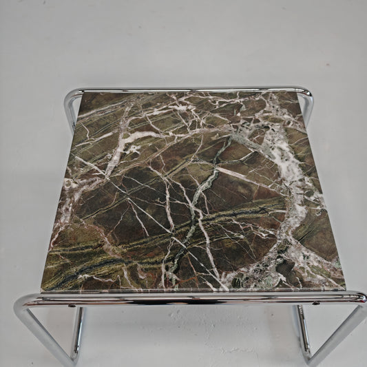 Tavolino quadrato modello Laccio M. Breuer per Knoll in Marmo Verde