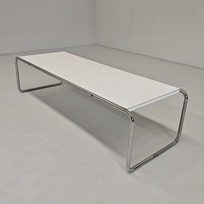 Table basse rectangulaire blanche Laccio de M. Breuer pour Knoll, années 80