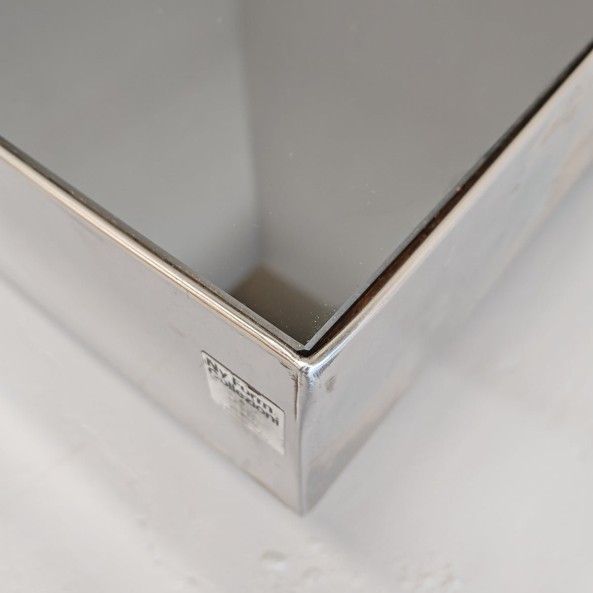 Grande table basse de bar Coffee Tabòlle avec compartiment des années 70 en acier et verre par G. Ausenda pour New York Form