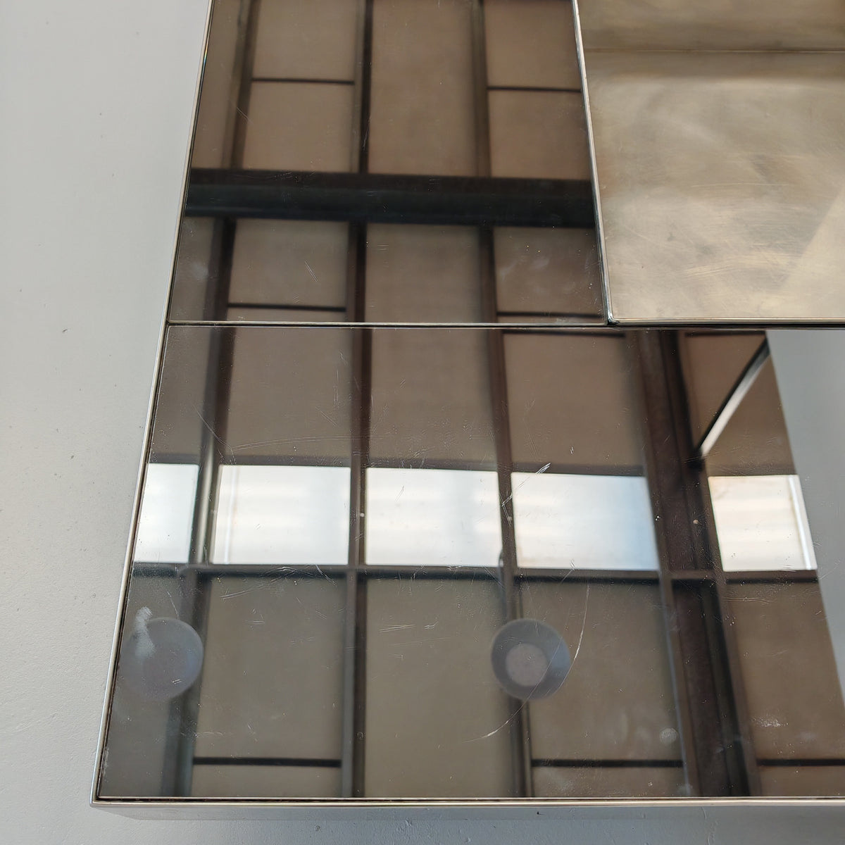 Grande table basse de bar Coffee Tabòlle avec compartiment des années 70 en acier et verre par G. Ausenda pour New York Form