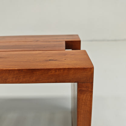Table basse tabouret vintage en noyer des années 70