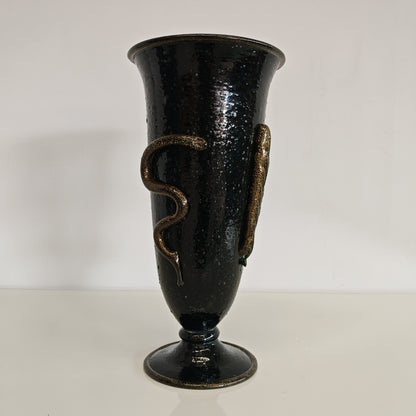 Vaso artistico  Murano anni 30 di  Napoleone Martinuzzi di Venini "pulegoso" con decorazione "Serpente"
