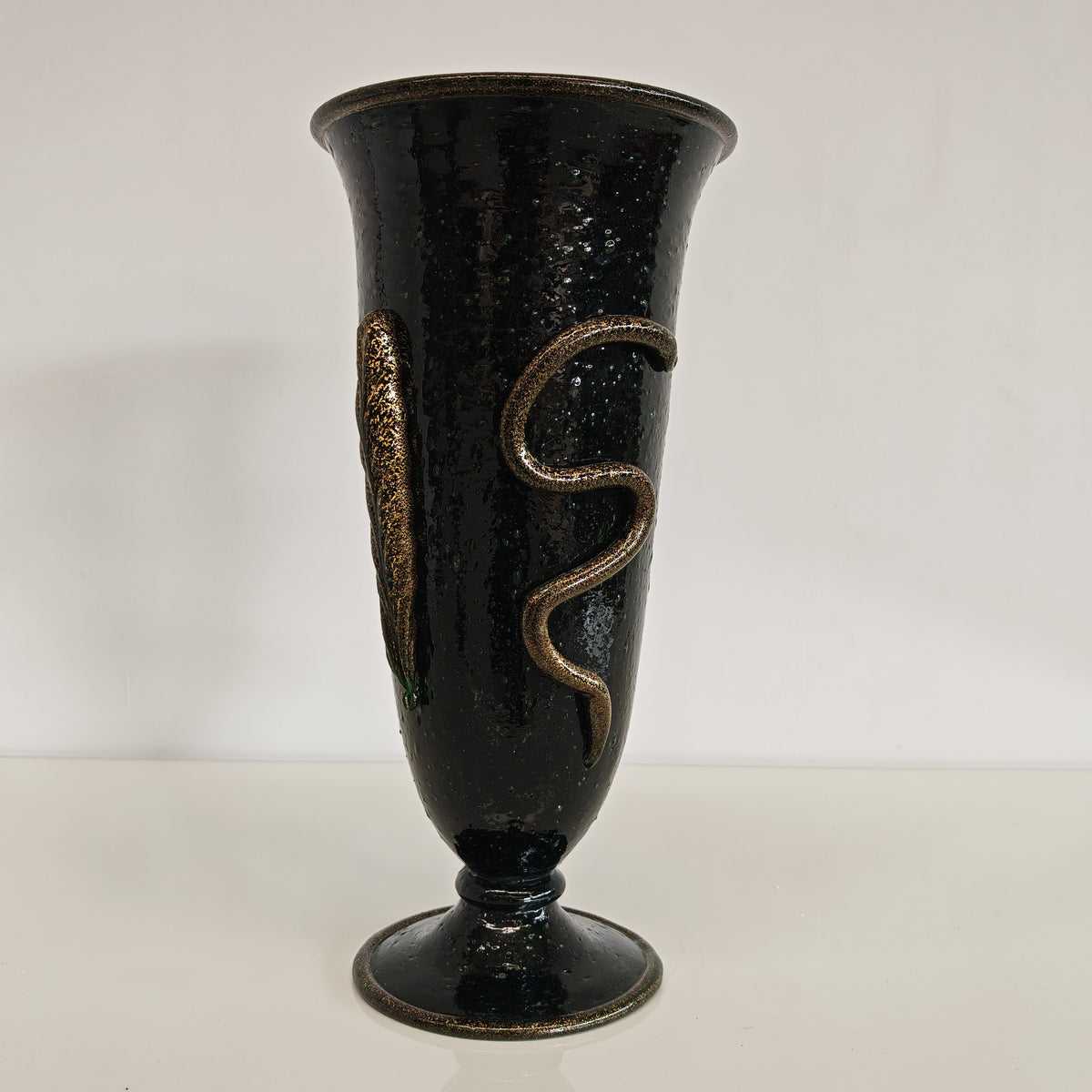 Vaso artistico  Murano anni 30 di  Napoleone Martinuzzi di Venini "pulegoso" con decorazione "Serpente"
