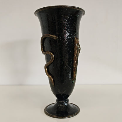 Vaso artistico  Murano anni 30 di  Napoleone Martinuzzi di Venini "pulegoso" con decorazione "Serpente"