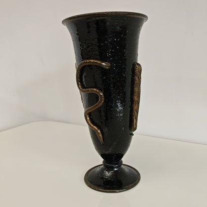 Vaso artistico  Murano anni 30 di  Napoleone Martinuzzi di Venini "pulegoso" con decorazione "Serpente"