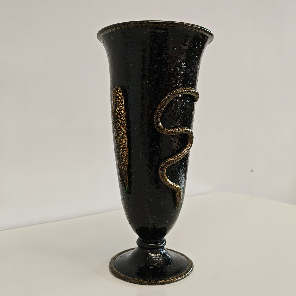 Vaso artistico  Murano anni 30 di  Napoleone Martinuzzi di Venini "pulegoso" con decorazione "Serpente"