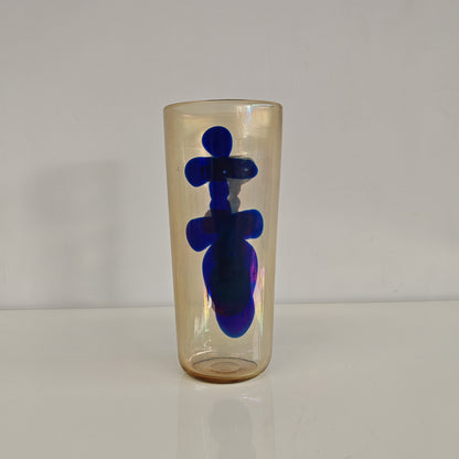 Raro vaso artistico in Vetro di Murano, Venini serie "a Macchie" disegnata da Fulvio Bianconi anni 50