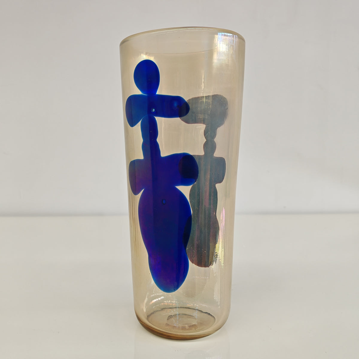 Raro vaso artistico in Vetro di Murano, Venini serie "a Macchie" disegnata da Fulvio Bianconi anni 50
