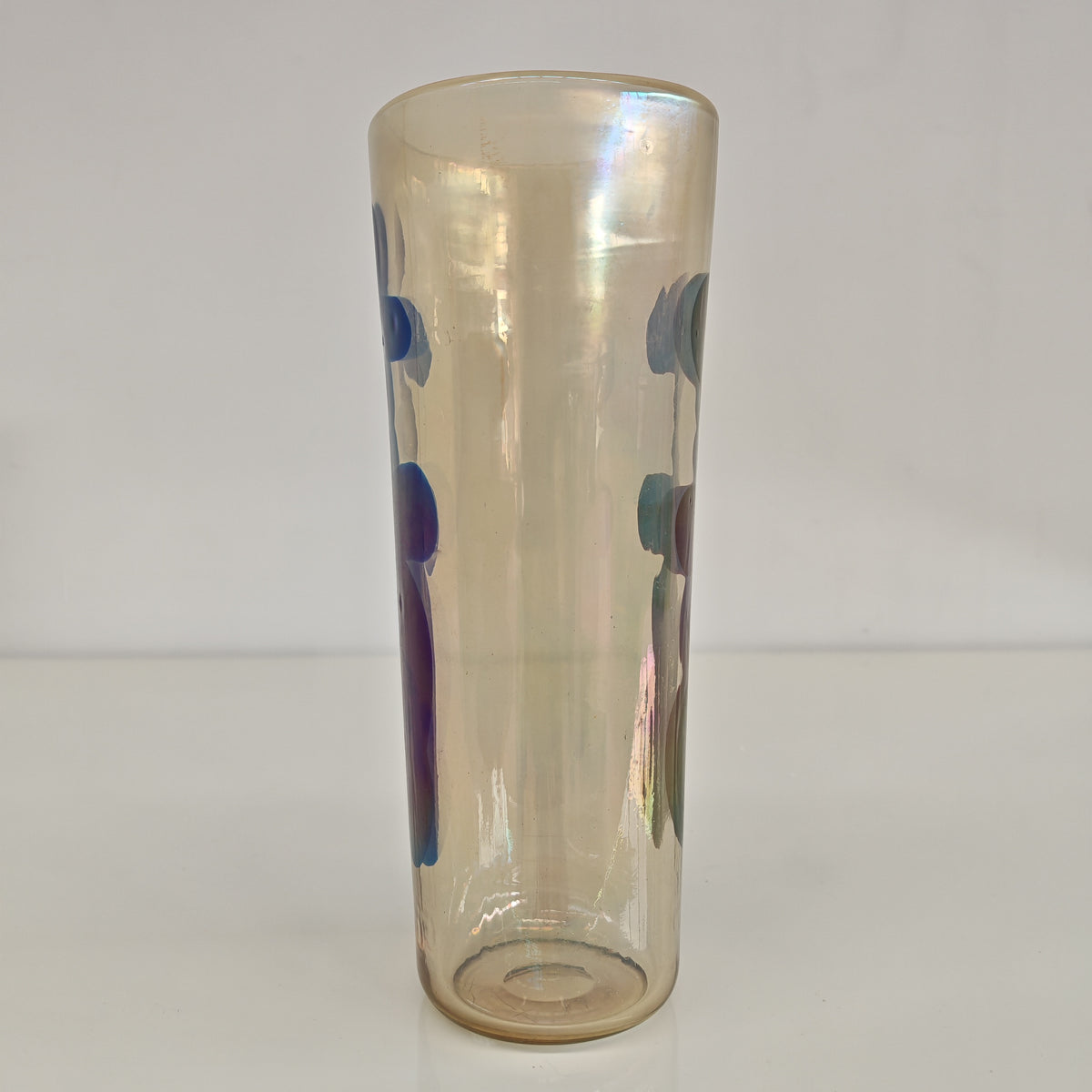 Raro vaso artistico in Vetro di Murano, Venini serie "a Macchie" disegnata da Fulvio Bianconi anni 50