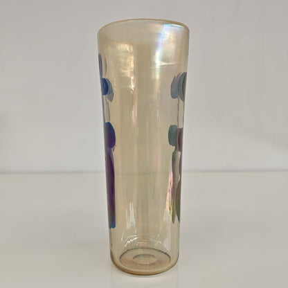 Raro vaso artistico in Vetro di Murano, Venini serie "a Macchie" disegnata da Fulvio Bianconi anni 50