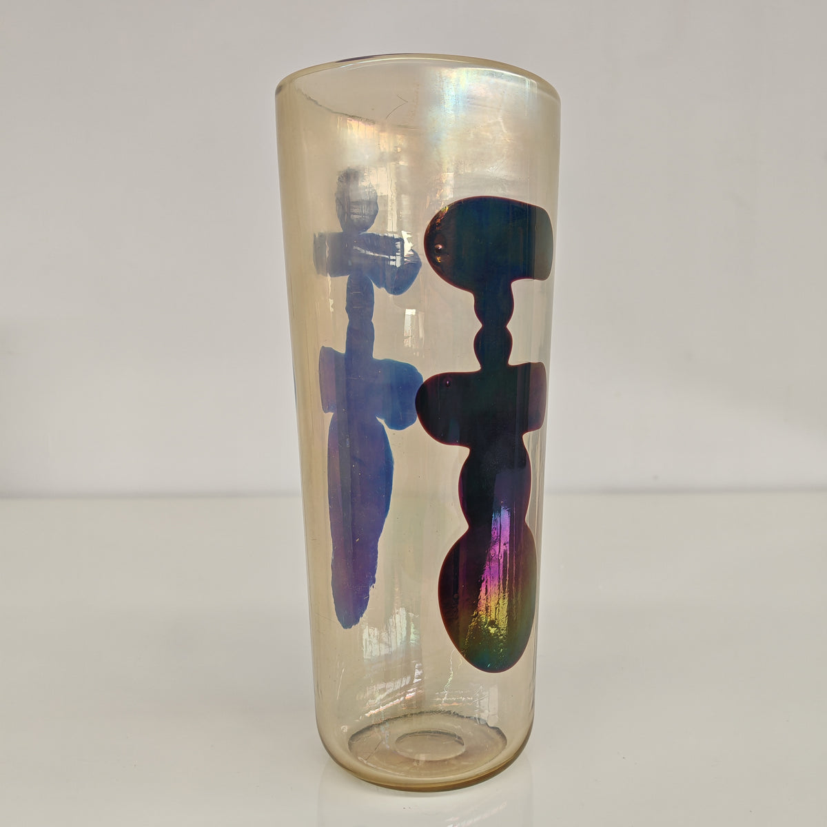 Raro vaso artistico in Vetro di Murano, Venini serie "a Macchie" disegnata da Fulvio Bianconi anni 50