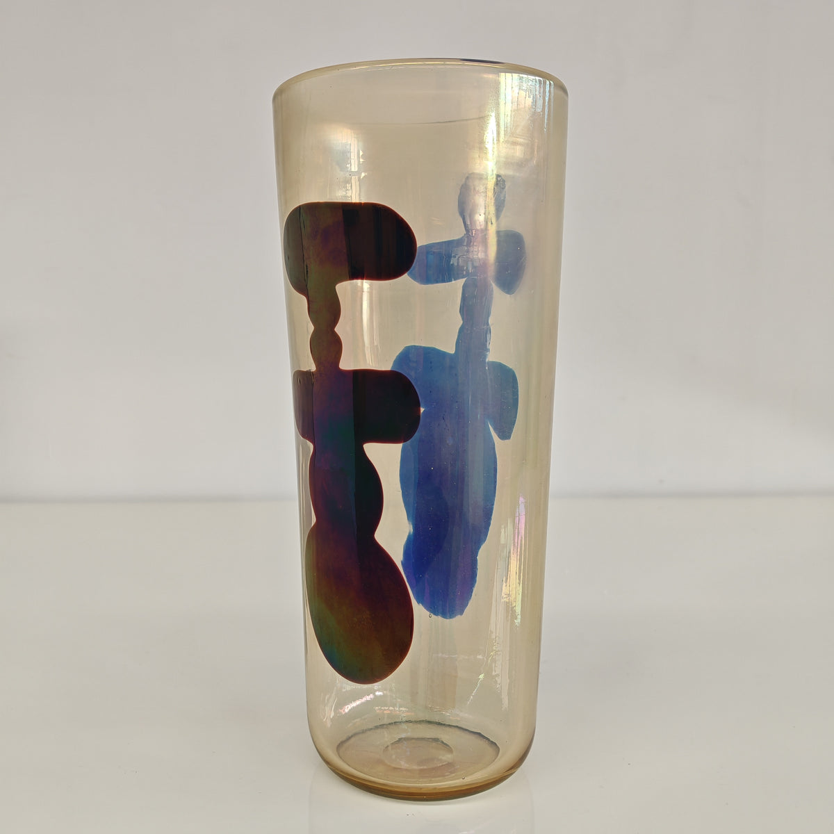 Raro vaso artistico in Vetro di Murano, Venini serie "a Macchie" disegnata da Fulvio Bianconi anni 50